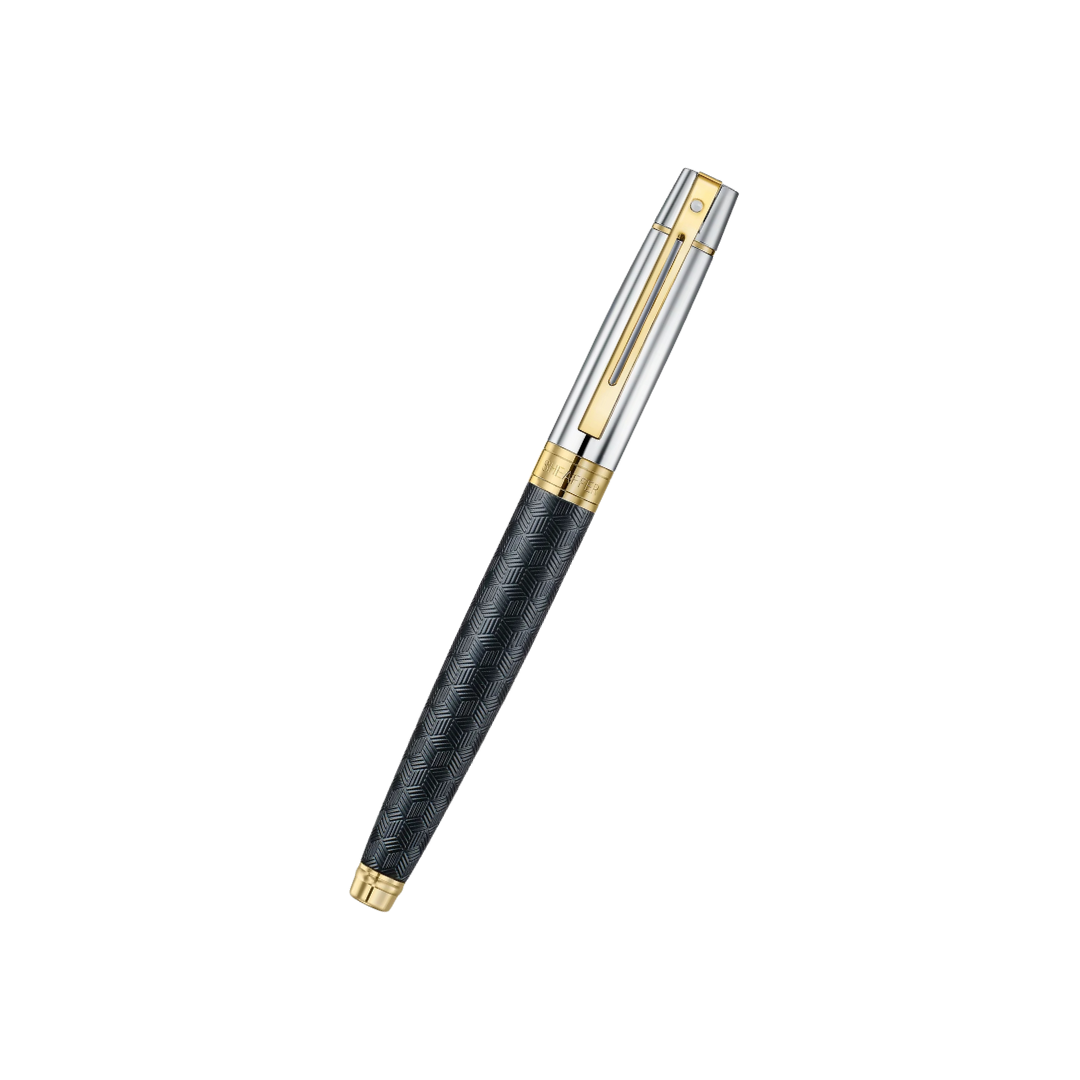 Sheaffer 300 E9347 Engraved Matt Black With Gold Trims Fountain Pen (WW30) — Sheaffer fountain pen — precision nib writing instrument, at Cityluxe Singapore stationery store