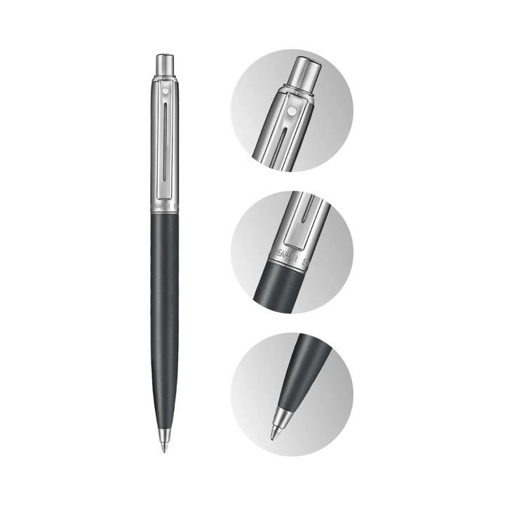 Sheaffer Sentinel Metal 331 Matte Black Barrel and Brished Chrome Cap Ballpoint Pen with Chrome Trims (WW31) — Sheaffer ballpoint pen — reliable smooth-writing everyday pen, at Cityluxe Singapore