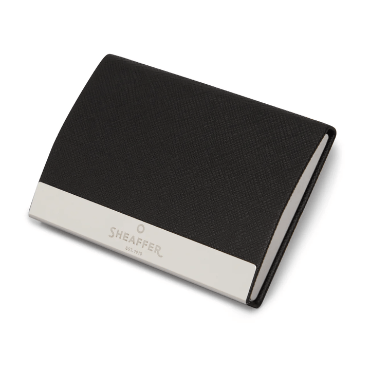 Sheaffer Gift Set ft. Glossy Black 100 Rollerball Pen with Chrome Trims and Business Card Holder — Sheaffer rollerball pen — fluid gel ink writing instrument, at Cityluxe Singapore