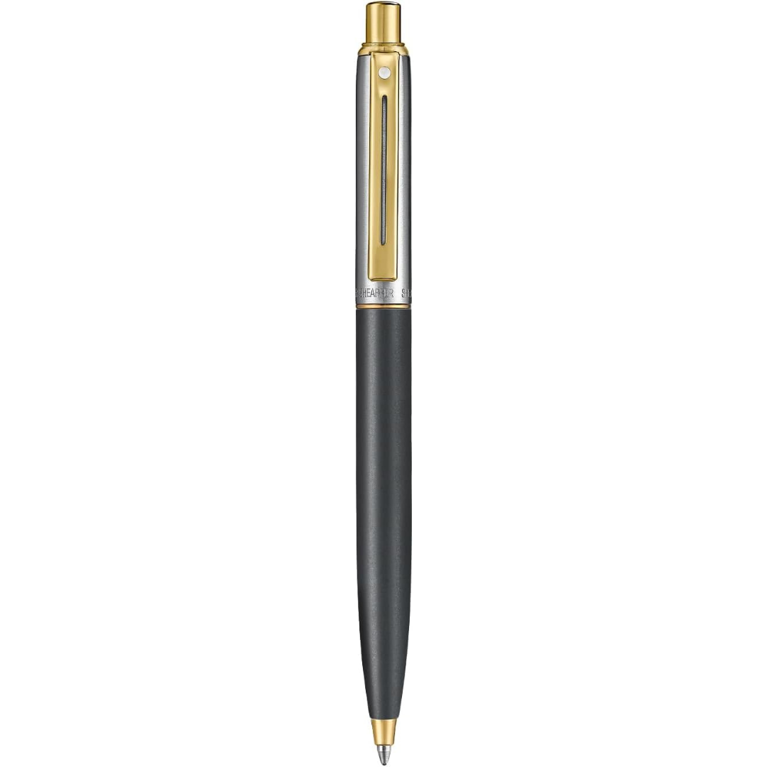 Sheaffer Sentinel Metal 334 Matte Black Barrel and Brushed Chrome Cap Ballpoint Pen with Gold Trims (WW31) — Sheaffer ballpoint pen — reliable smooth-writing everyday pen, at Cityluxe Singapore