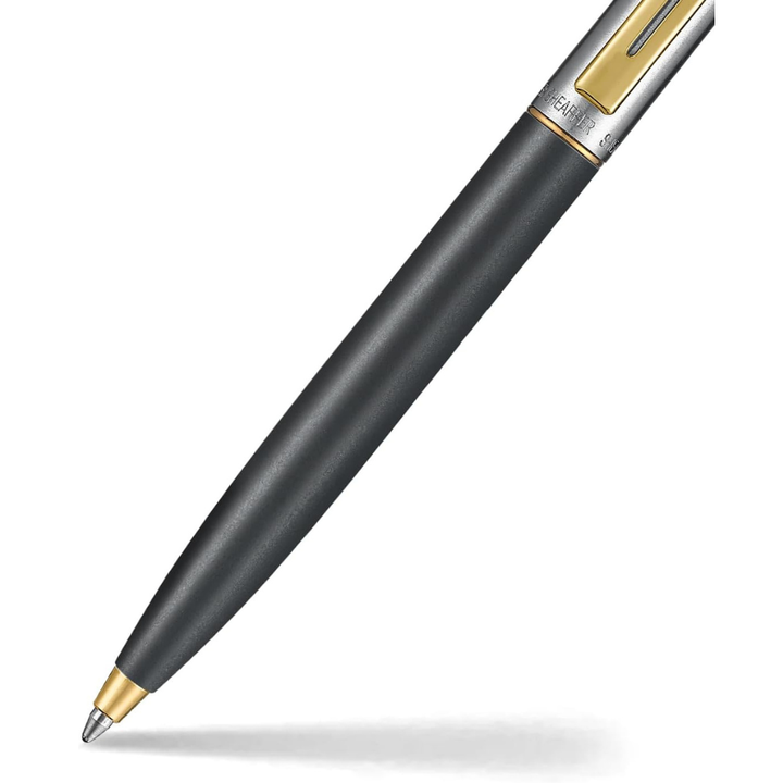 Sheaffer Sentinel Metal 334 Matte Black Barrel and Brushed Chrome Cap Ballpoint Pen with Gold Trims (WW31) — Sheaffer ballpoint pen — reliable smooth-writing everyday pen, at Cityluxe Singapore