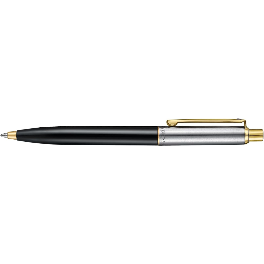 Sheaffer Sentinel Metal 335 Glossy Black Barrel and Brushed Chrome Ballpoint Pen with Gold Trims (WW31) — Sheaffer ballpoint pen — reliable smooth-writing everyday pen, at Cityluxe Singapore