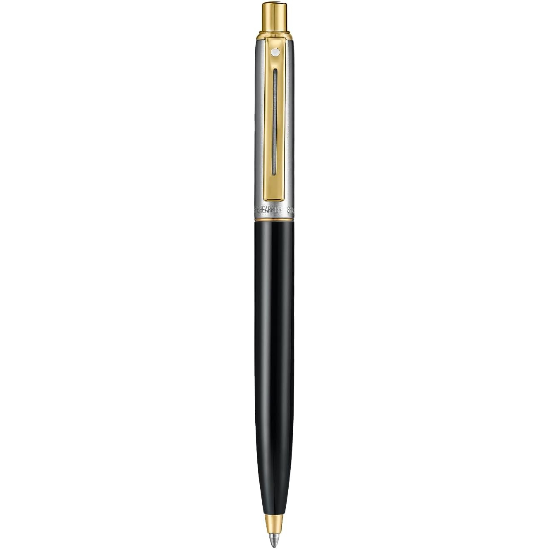 Sheaffer Sentinel Metal 335 Glossy Black Barrel and Brushed Chrome Ballpoint Pen with Gold Trims (WW31) — Sheaffer ballpoint pen — reliable smooth-writing everyday pen, at Cityluxe Singapore