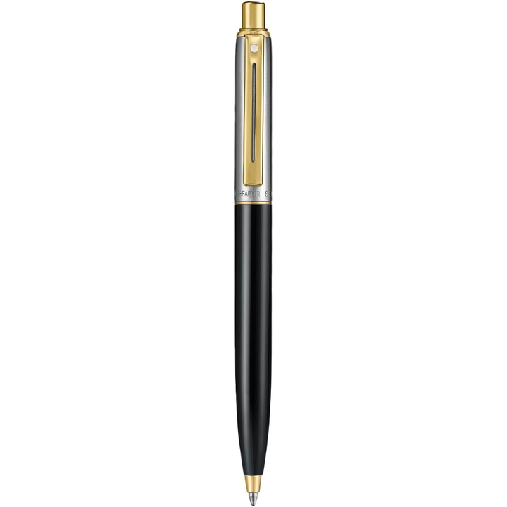 Sheaffer Sentinel Metal 335 Glossy Black Barrel and Brushed Chrome Ballpoint Pen with Gold Trims (WW31) — Sheaffer ballpoint pen — reliable smooth-writing everyday pen, at Cityluxe Singapore