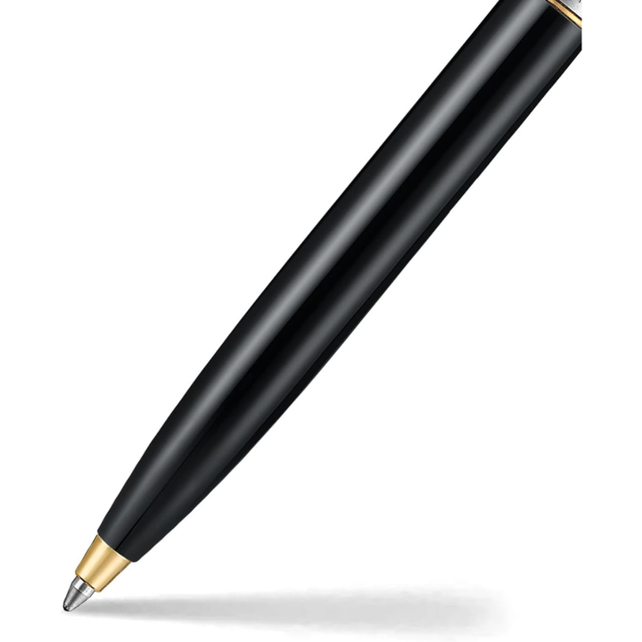 Sheaffer Sentinel Metal 335 Glossy Black Barrel and Brushed Chrome Ballpoint Pen with Gold Trims (WW31) — Sheaffer ballpoint pen — reliable smooth-writing everyday pen, at Cityluxe Singapore