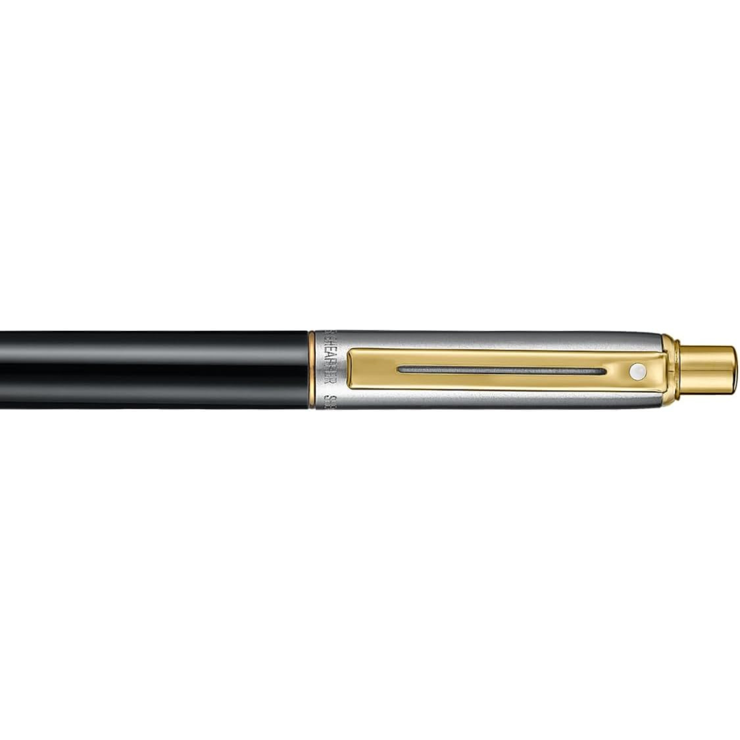 Sheaffer Sentinel Metal 335 Glossy Black Barrel and Brushed Chrome Ballpoint Pen with Gold Trims (WW31) — Sheaffer ballpoint pen — reliable smooth-writing everyday pen, at Cityluxe Singapore
