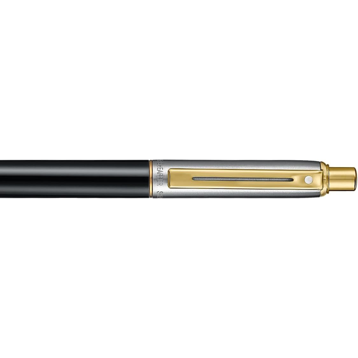 Sheaffer Sentinel Metal 335 Glossy Black Barrel and Brushed Chrome Ballpoint Pen with Gold Trims (WW31) — Sheaffer ballpoint pen — reliable smooth-writing everyday pen, at Cityluxe Singapore