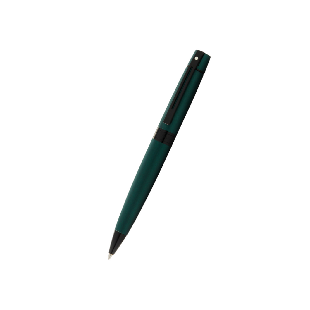 Sheaffer 300 E9346 Ballpoint Pen - Matte Green Lacquer with Polished Black Trims