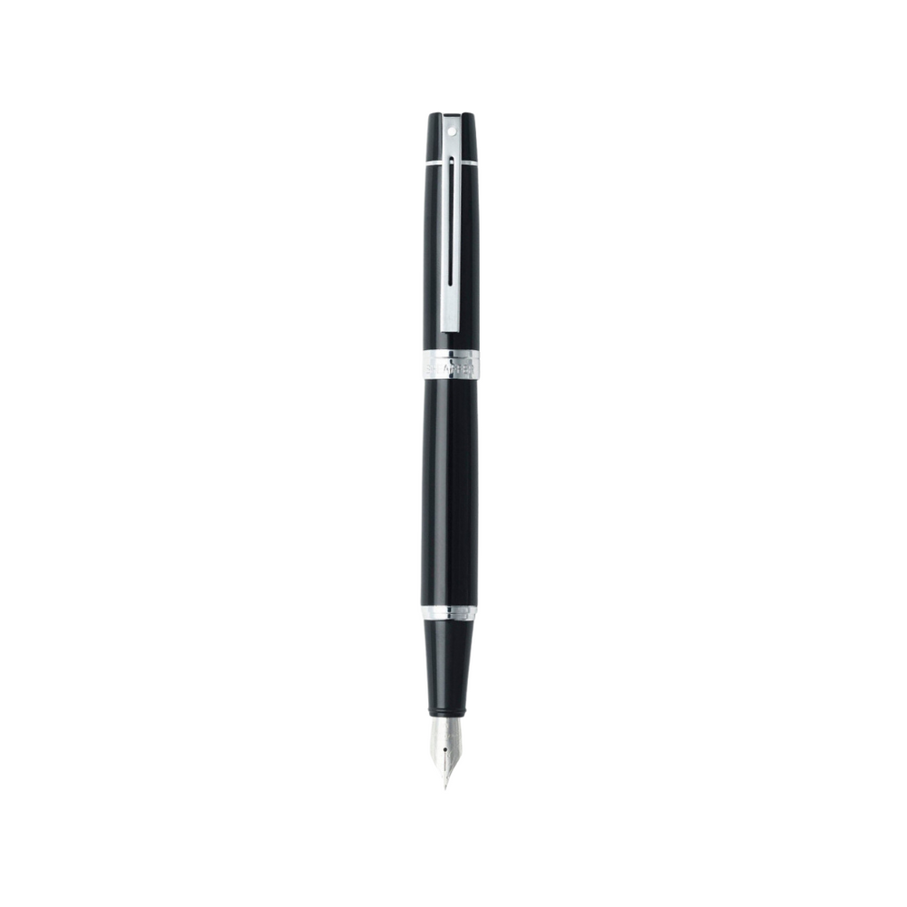 Sheaffer 300 E9312 Glossy Black  With Chrome Trims Fountain Pen (WW30) — Sheaffer fountain pen — precision nib writing instrument, at Cityluxe Singapore stationery store