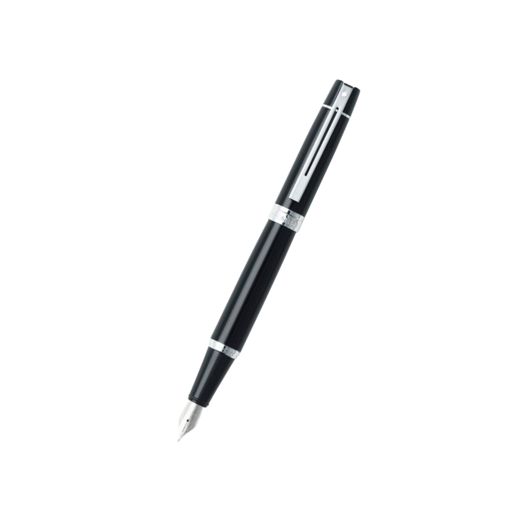 Sheaffer 300 E9312 Glossy Black  With Chrome Trims Fountain Pen (WW30) — Sheaffer fountain pen — precision nib writing instrument, at Cityluxe Singapore stationery store