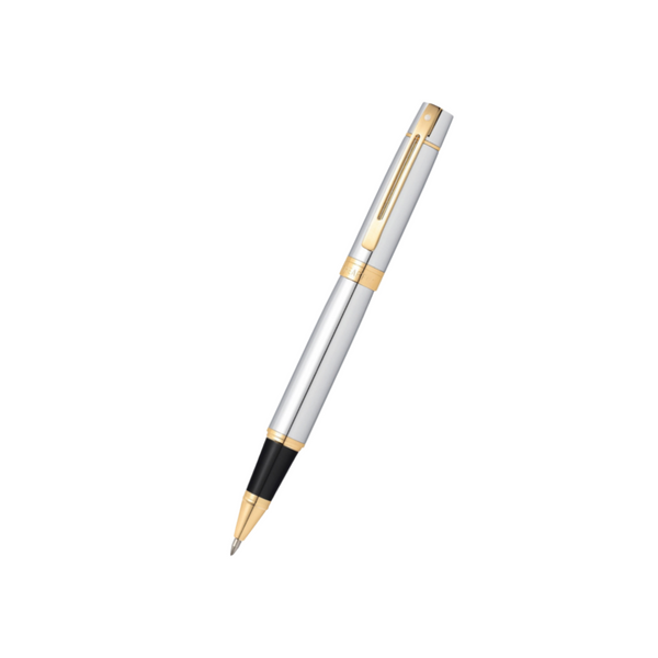 Load image into Gallery viewer, Sheaffer 300 E9342 Rollerball Pen - Bright Chrome with Gold-tone Trims
