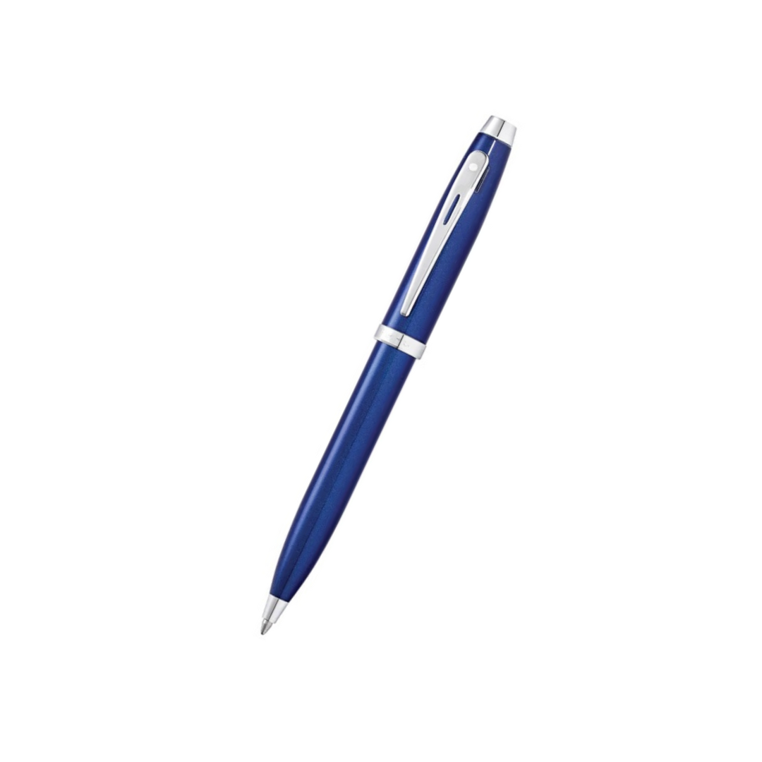 Sheaffer 100 E9339 Ballpoint Pen - Glossy Blue Lacquer with Chrome Plated Trims
