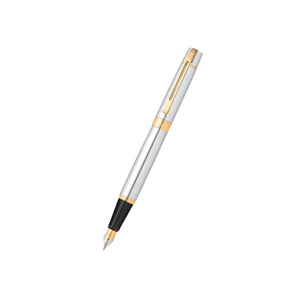 Sheaffer 300 E9342 Fountain Pen - Bright Chrome with Gold-tone Trims