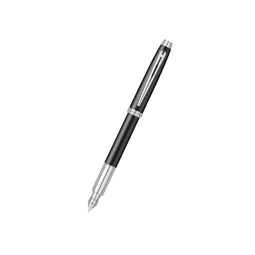 Sheaffer 100 E9317 Fountain Pen - Matte Black with Chrome Plated Trims