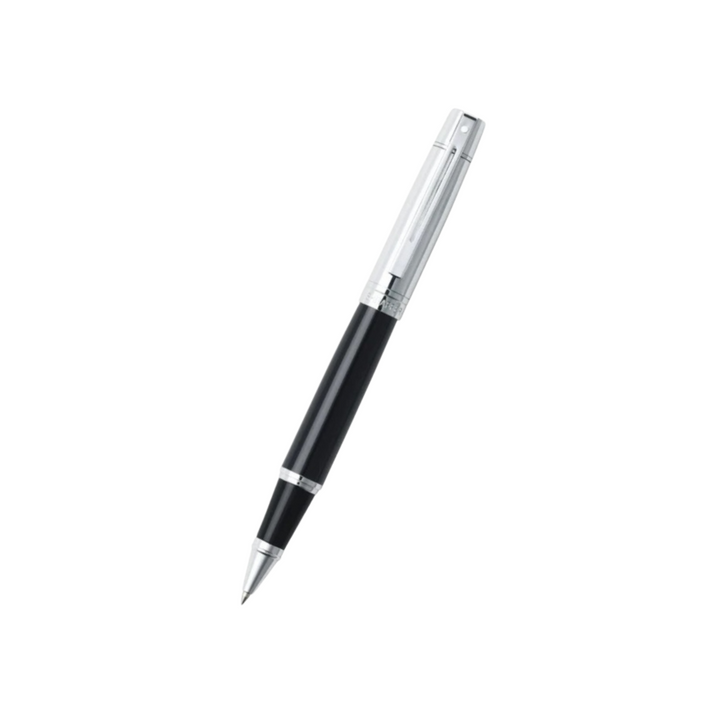 Sheaffer 300 E9314 Glossy Black Barrel and Bright Chrome Cap Rollerball Pen (WW30) — Sheaffer rollerball pen — fluid gel ink writing instrument, at Cityluxe Singapore