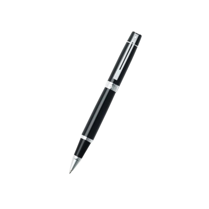 Sheaffer 300 E9312 Glossy Black with Chrome Trims Rollerball Pen (WW30) — Sheaffer rollerball pen — fluid gel ink writing instrument, at Cityluxe Singapore