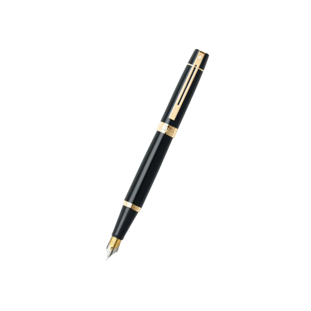 Sheaffer 300 E9325 Fountain Pen - Glossy Black with Gold-tone Trims