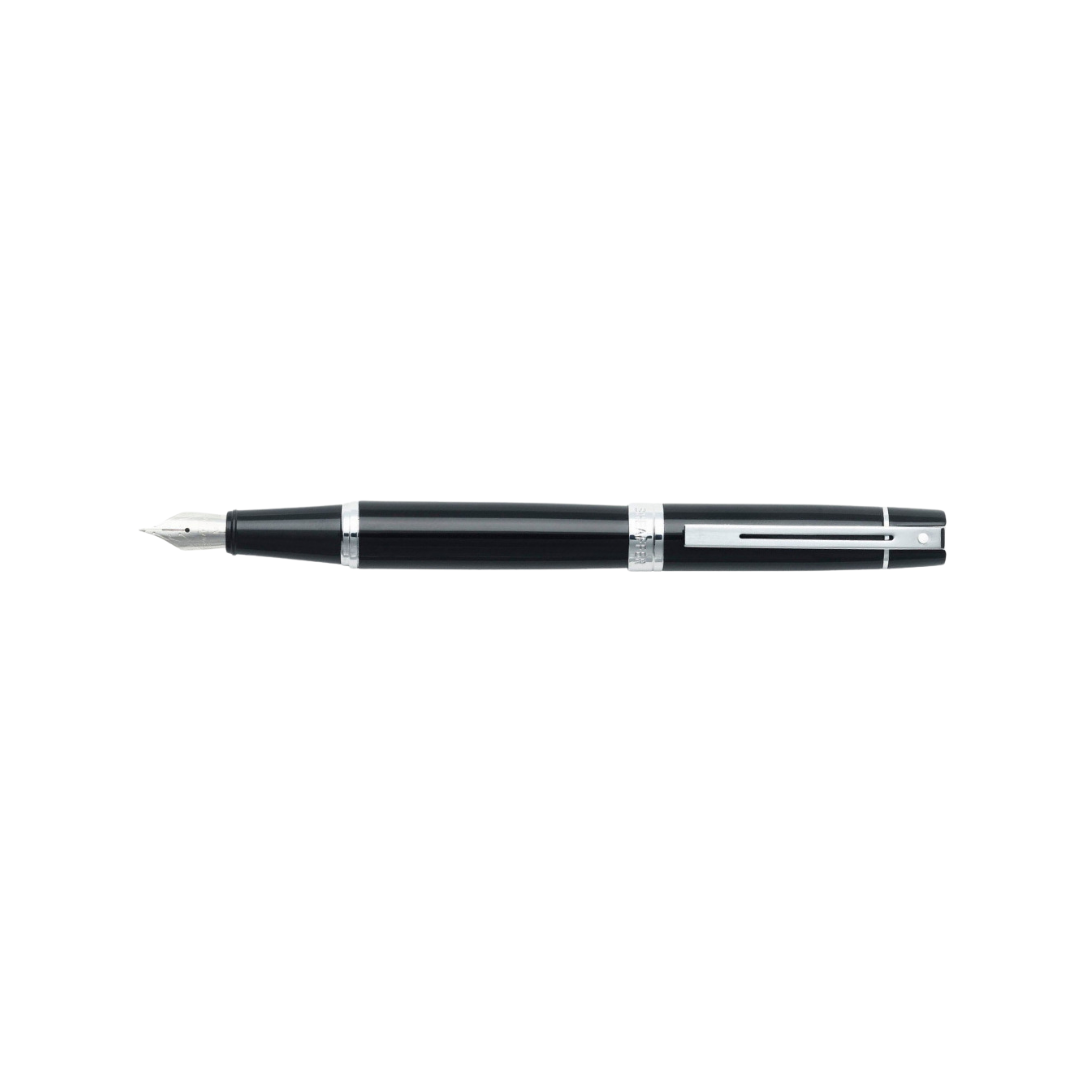 Sheaffer 300 E9312 Glossy Black  With Chrome Trims Fountain Pen (WW30) — Sheaffer fountain pen — precision nib writing instrument, at Cityluxe Singapore stationery store