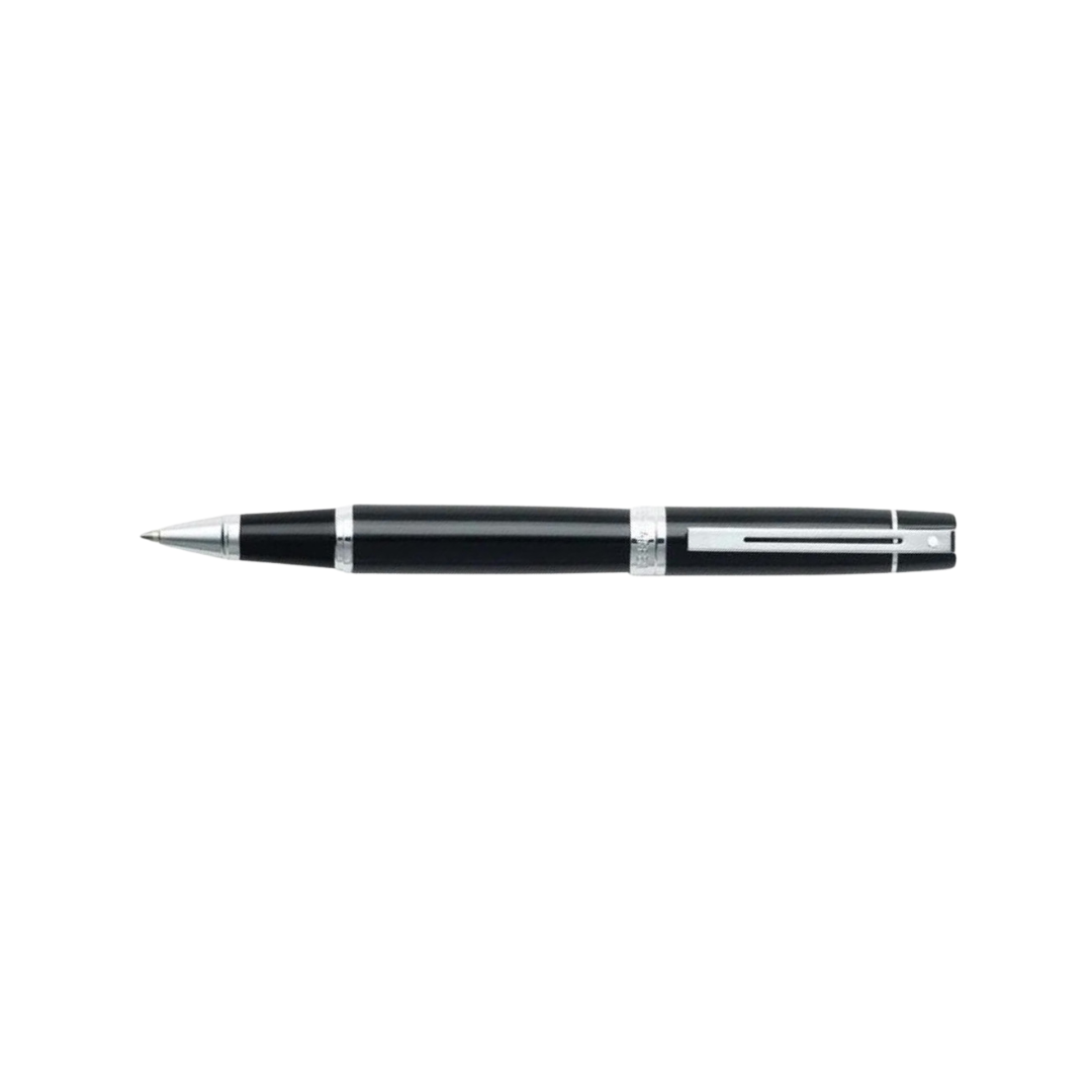 Sheaffer 300 E9312 Glossy Black with Chrome Trims Rollerball Pen (WW30) — Sheaffer rollerball pen — fluid gel ink writing instrument, at Cityluxe Singapore