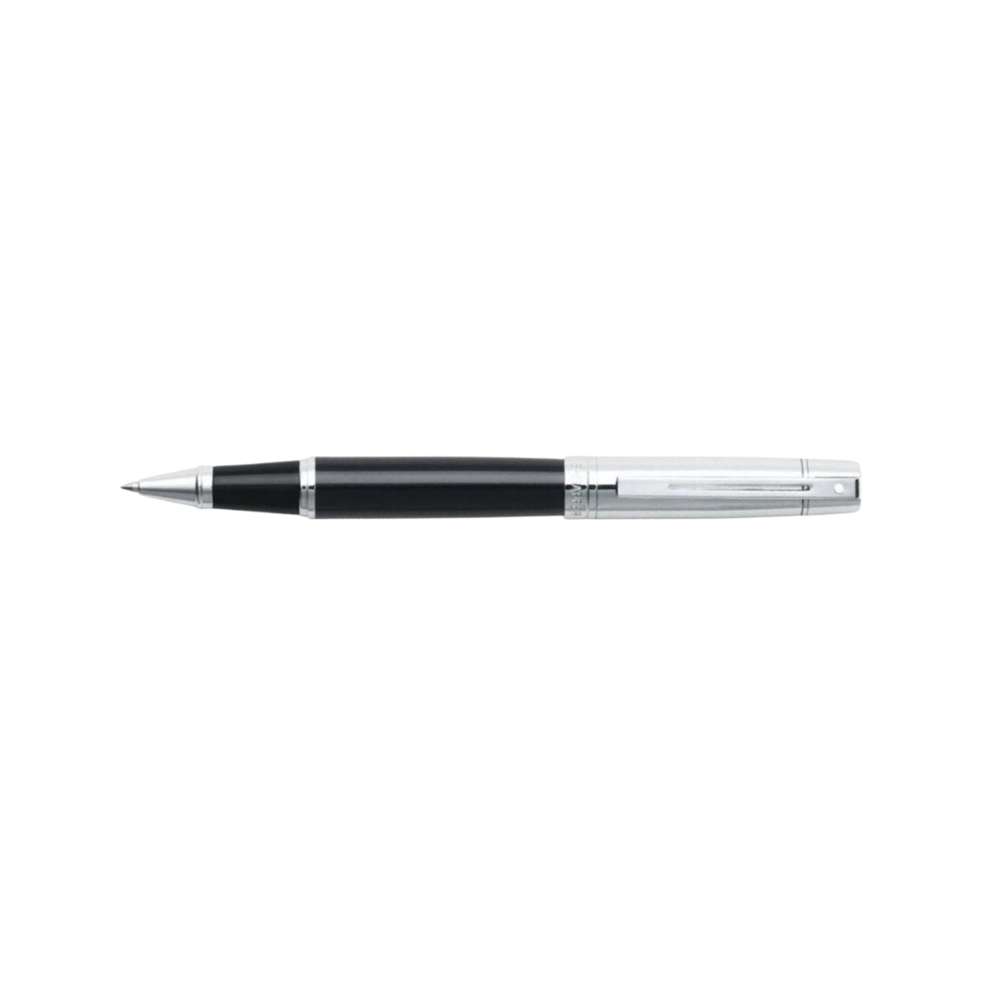 Sheaffer 300 E9314 Glossy Black Barrel and Bright Chrome Cap Rollerball Pen (WW30) — Sheaffer rollerball pen — fluid gel ink writing instrument, at Cityluxe Singapore