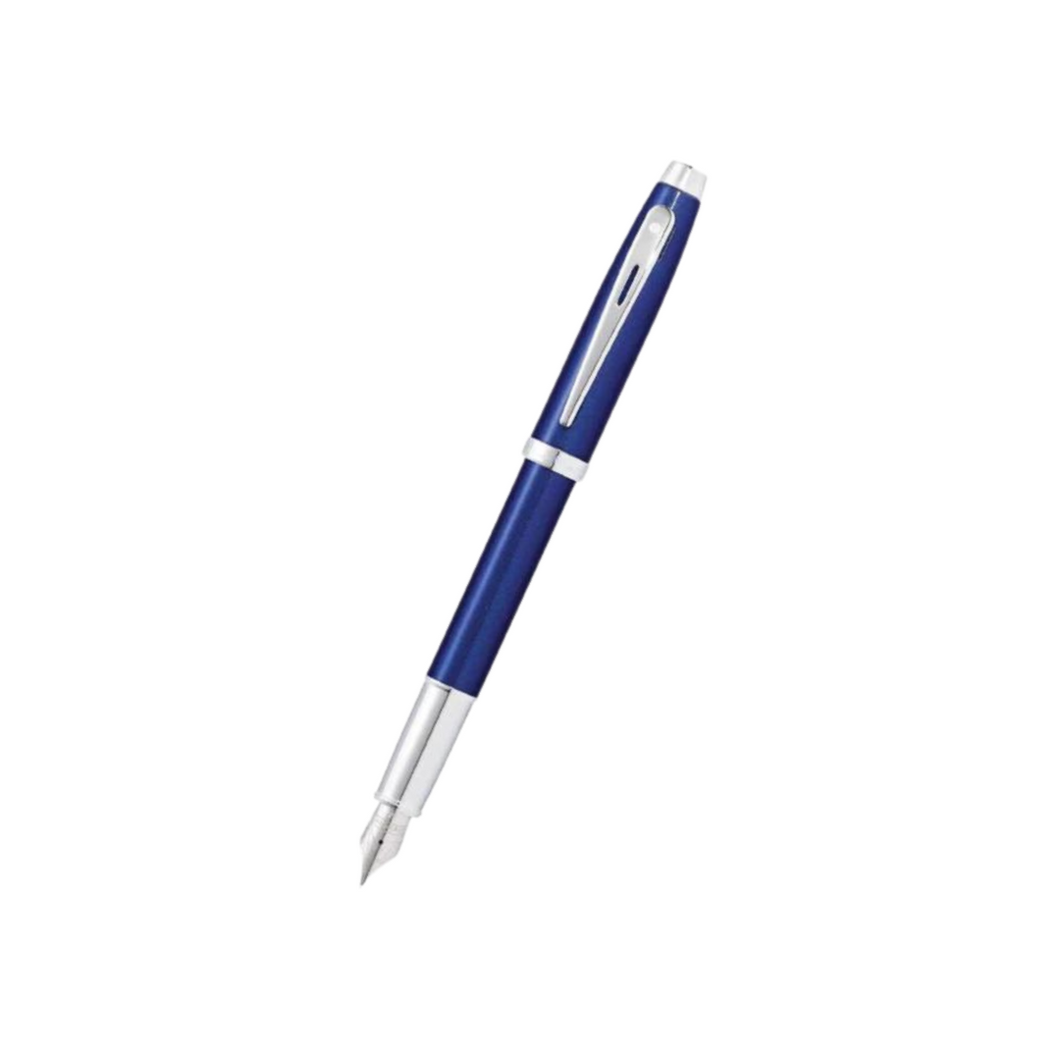 Sheaffer 100 E9339 Fountain Pen - Glossy Blue Lacquer with Chrome Plated Trims