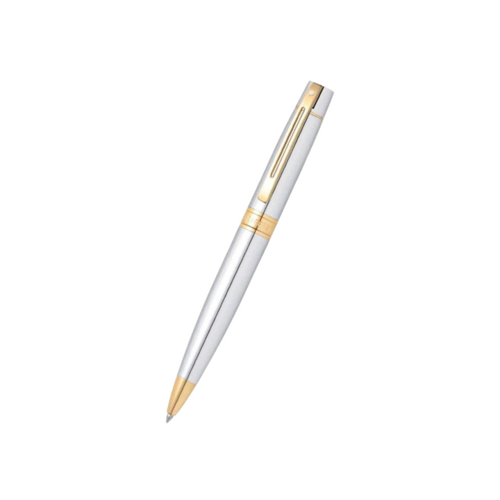 Sheaffer 300 E9342 Bright Chrome With Gold Trims Ballpoint Pen (WW30)