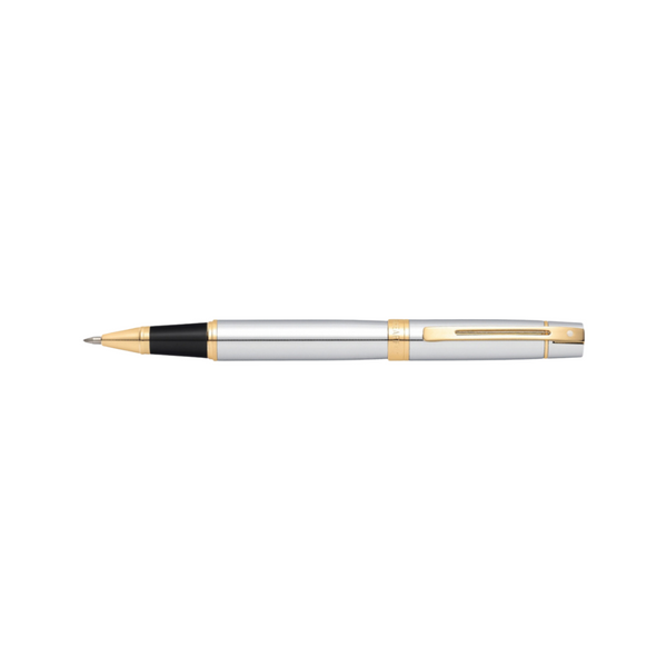 Load image into Gallery viewer, Sheaffer 300 E9342 Rollerball Pen - Bright Chrome with Gold-tone Trims
