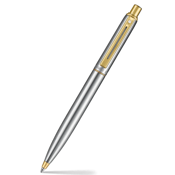 Sheaffer Sentinel Metal 333 Brushed Chrome Ballpoint Pen with Gold Trims (WW31) — Sheaffer ballpoint pen — reliable smooth-writing everyday pen, at Cityluxe Singapore