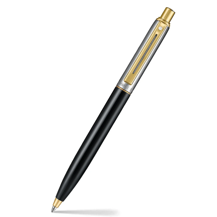 Sheaffer Sentinel Metal 335 Glossy Black Barrel and Brushed Chrome Ballpoint Pen with Gold Trims (WW31) — Sheaffer ballpoint pen — reliable smooth-writing everyday pen, at Cityluxe Singapore