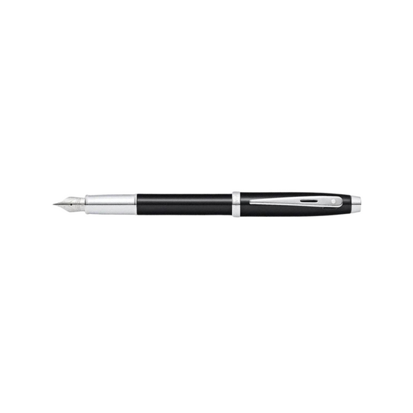 Load image into Gallery viewer, Sheaffer 100 E9338 Fountain Pen - Glossy Black Lacquer with Chrome Plated Trims
