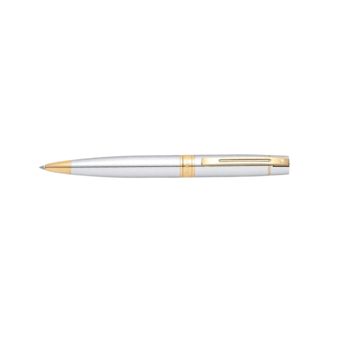 Sheaffer 300 E9342 Bright Chrome With Gold Trims Ballpoint Pen (WW30)