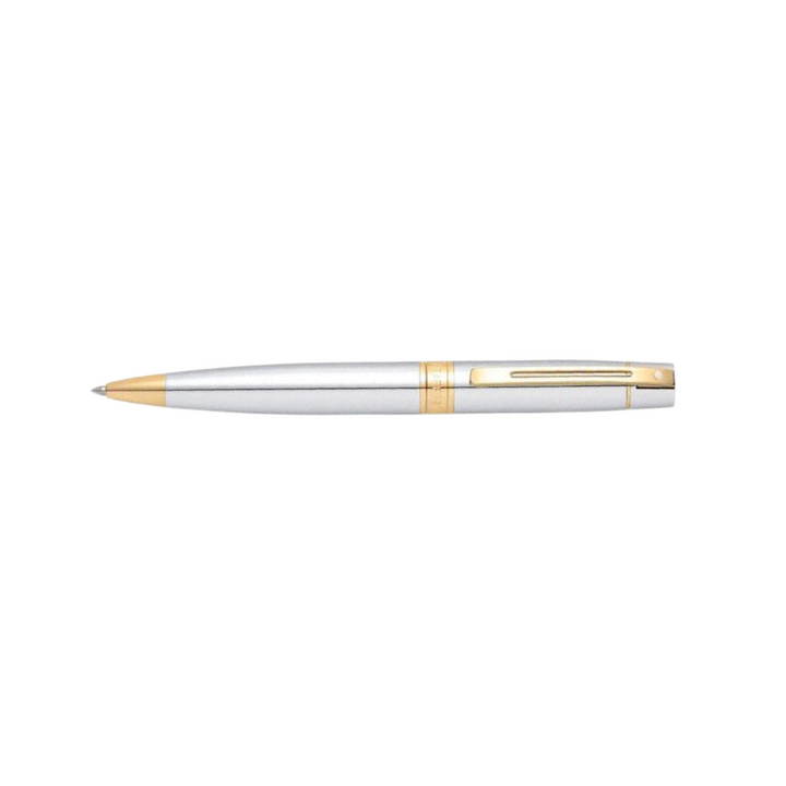 Sheaffer 300 E9342 Bright Chrome With Gold Trims Ballpoint Pen (WW30)