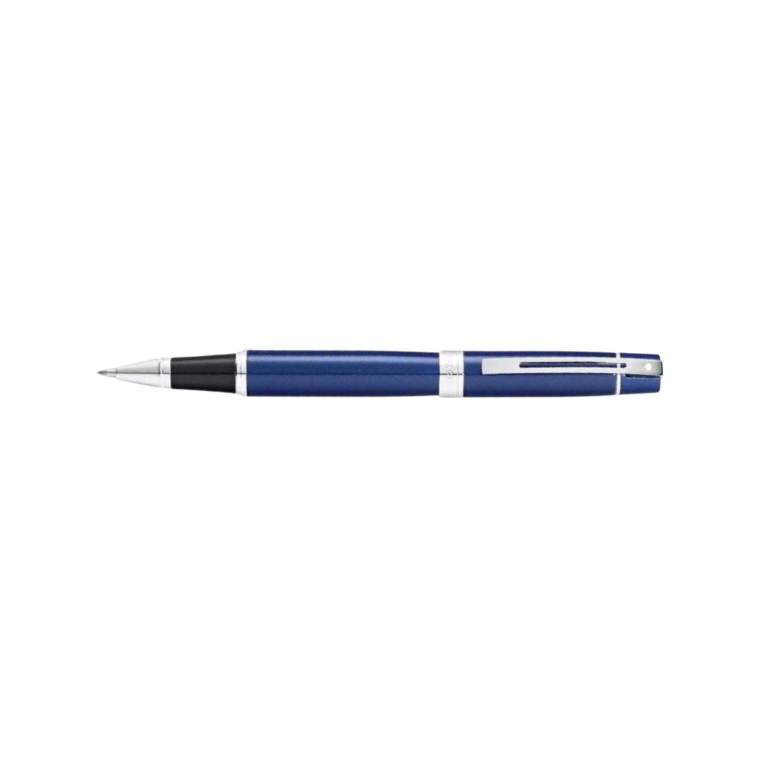 Sheaffer 300 E9341 Glossy Blue with Chrome Trims Rollerball Pen (WW30) — Sheaffer rollerball pen — fluid gel ink writing instrument, at Cityluxe Singapore