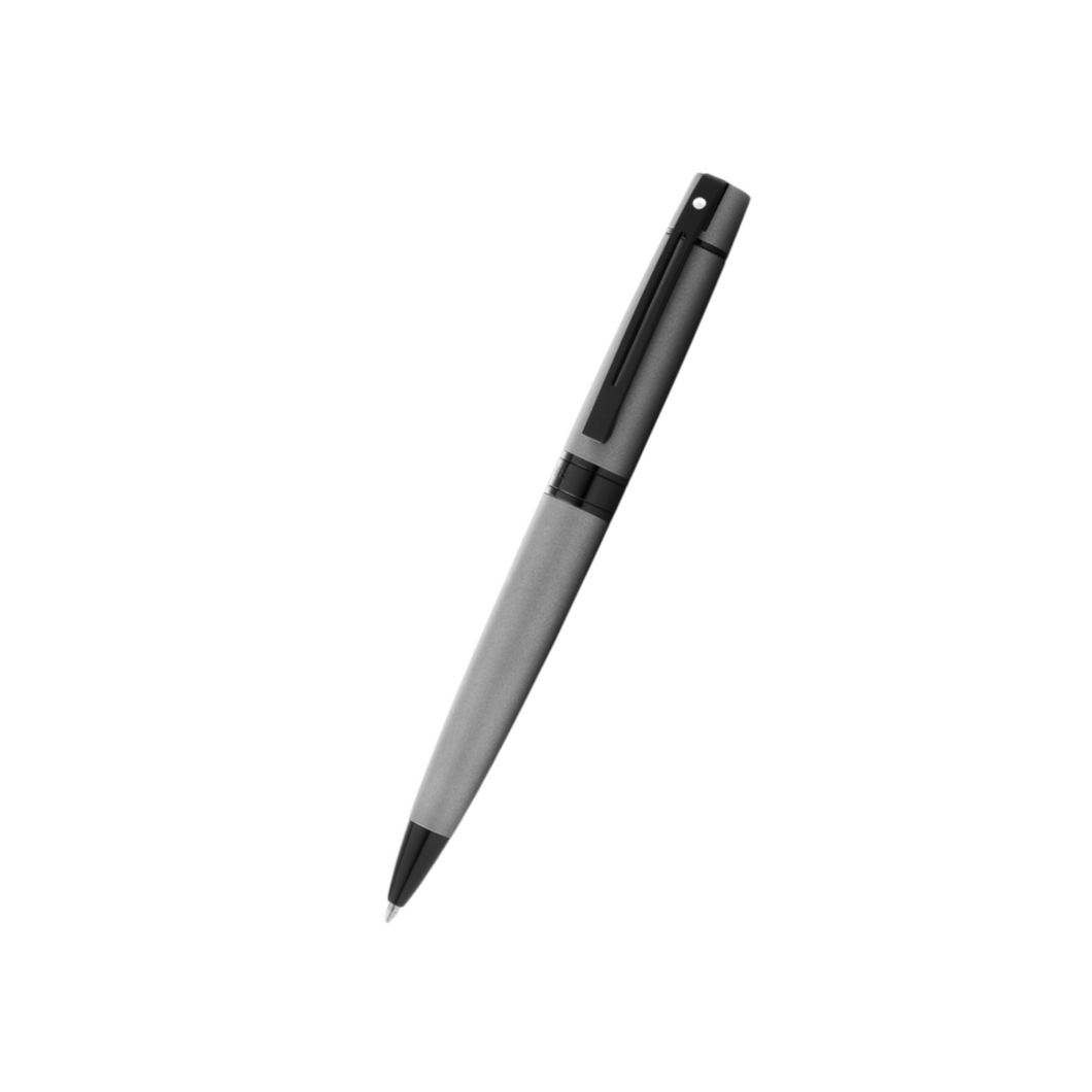 Sheaffer 300 E9345 Ballpoint Pen - Matte Gray Lacquer with Polished Black Trims