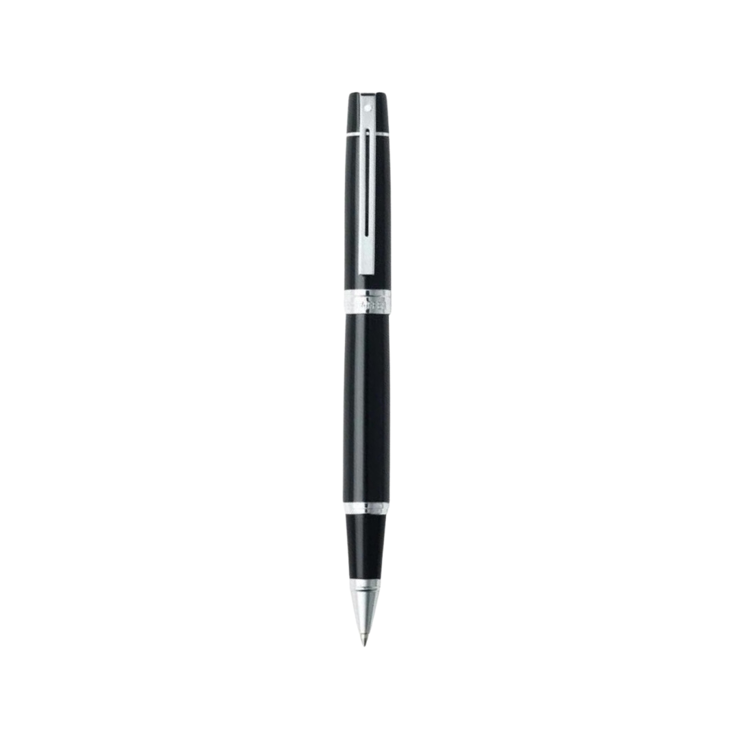 Sheaffer 300 E9312 Glossy Black with Chrome Trims Rollerball Pen (WW30) — Sheaffer rollerball pen — fluid gel ink writing instrument, at Cityluxe Singapore