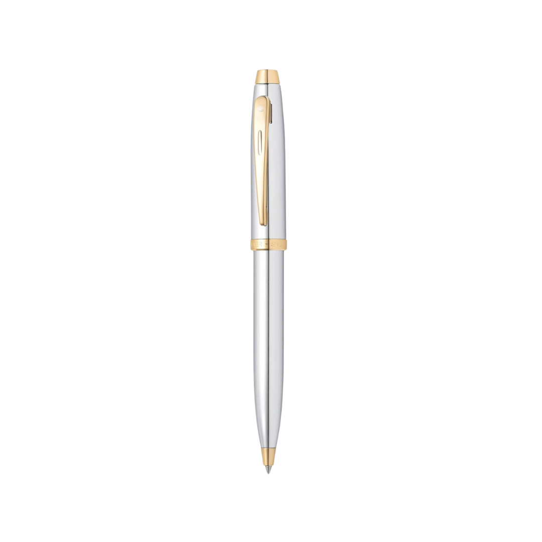 Sheaffer 100 E9340 Bright Chrome With Gold Trims Ballpoint Pen (WW30) — Sheaffer ballpoint pen — reliable smooth-writing everyday pen, at Cityluxe Singapore