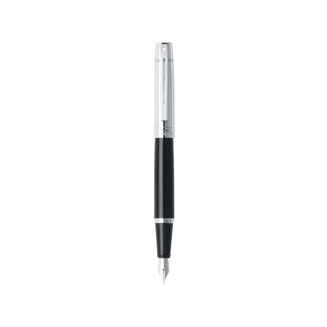 Sheaffer 300 E9314 Glossy Black and Chrome With Chrome Trims Fountain Pen (WW30) — Sheaffer fountain pen — precision nib writing instrument, at Cityluxe Singapore stationery store