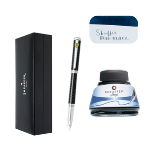 Sheaffer (50ml) Ink Bottle - Blue Black + Sheaffer Ferrari Intensity Carbon Fountain Pen (Bundle)
