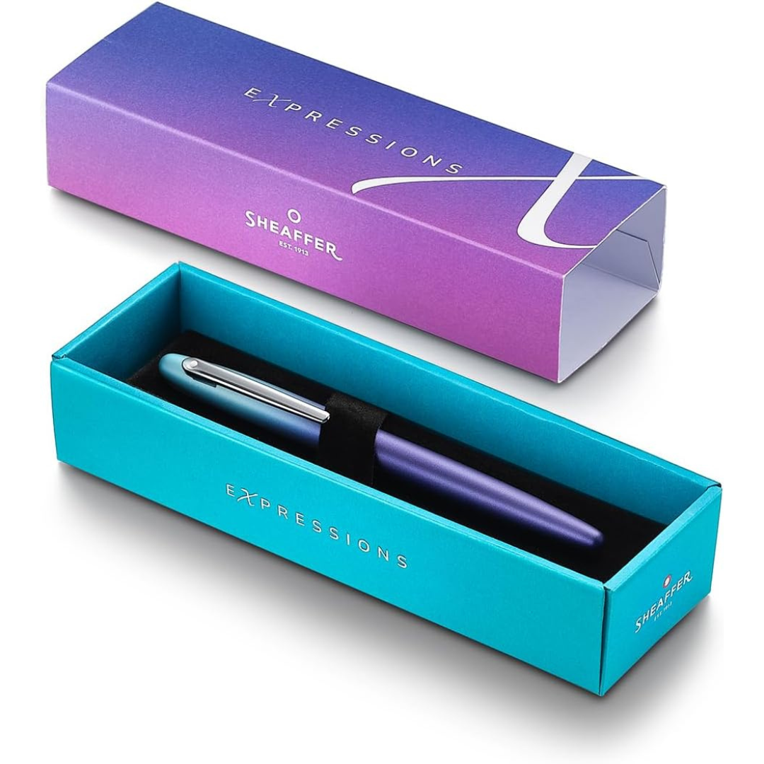 Sheaffer VFM 9430 Expressions Blue and Purple Pearlised Gradient Fountain Pen with Chrome-Plated Trims (WW31 Expressions) — Sheaffer fountain pen — precision nib writing instrument, at Cityluxe Singap