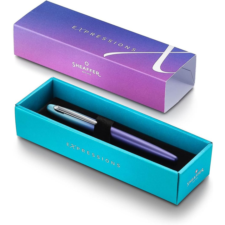 Sheaffer VFM 9430 Expressions Blue and Purple Pearlised Gradient Fountain Pen with Chrome-Plated Trims (WW31 Expressions) — Sheaffer fountain pen — precision nib writing instrument, at Cityluxe Singap