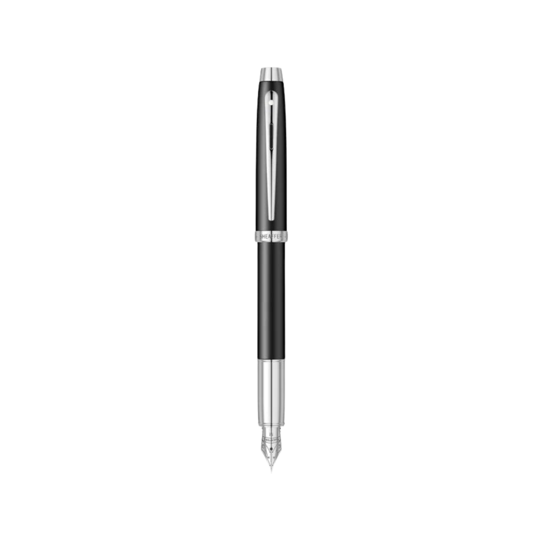 Sheaffer 100 E9317 Matte Black With Chrome Trims Fountain Pen (WW30) — Sheaffer fountain pen — precision nib writing instrument, at Cityluxe Singapore stationery store