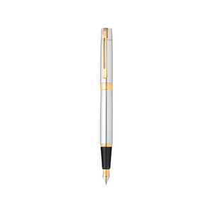 Sheaffer 300 E9342 Fountain Pen - Bright Chrome with Gold-tone Trims