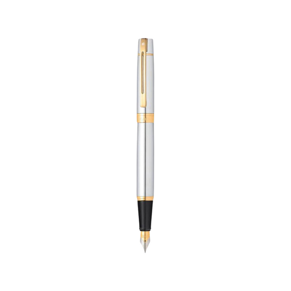 Load image into Gallery viewer, Sheaffer 300 E9342 Fountain Pen - Bright Chrome with Gold-tone Trims
