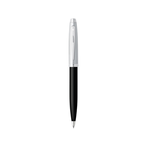 将图片加载到图库查看器，Sheaffer 100 E9313 Ballpoint Pen - Glossy Black and Brushed Chrome Barrel with Chrome Plated Cap and Trims

