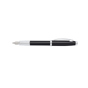 Sheaffer 100 E9338 Fountain Pen - Glossy Black Lacquer with Chrome Plated Trims