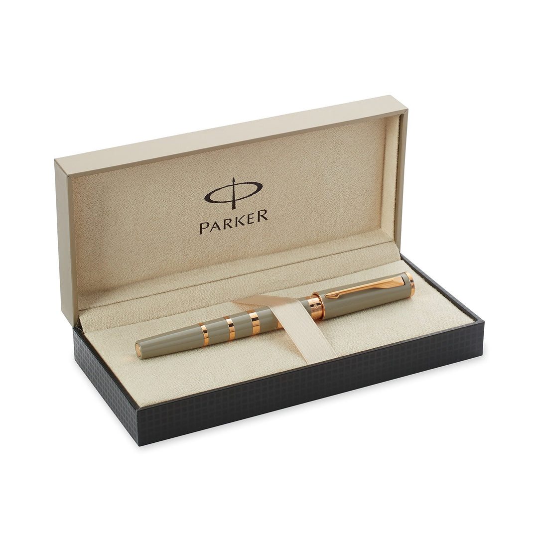 Parker Ingenuity Small Taupe &amp; Metal Pink Gold Trim 5th Technology Pen — Parker stationery item — premium stationery and lifestyle, at Cityluxe Singapore