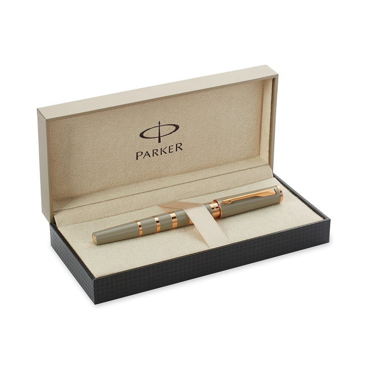 Parker Ingenuity Small Taupe &amp; Metal Pink Gold Trim 5th Technology Pen — Parker stationery item — premium stationery and lifestyle, at Cityluxe Singapore
