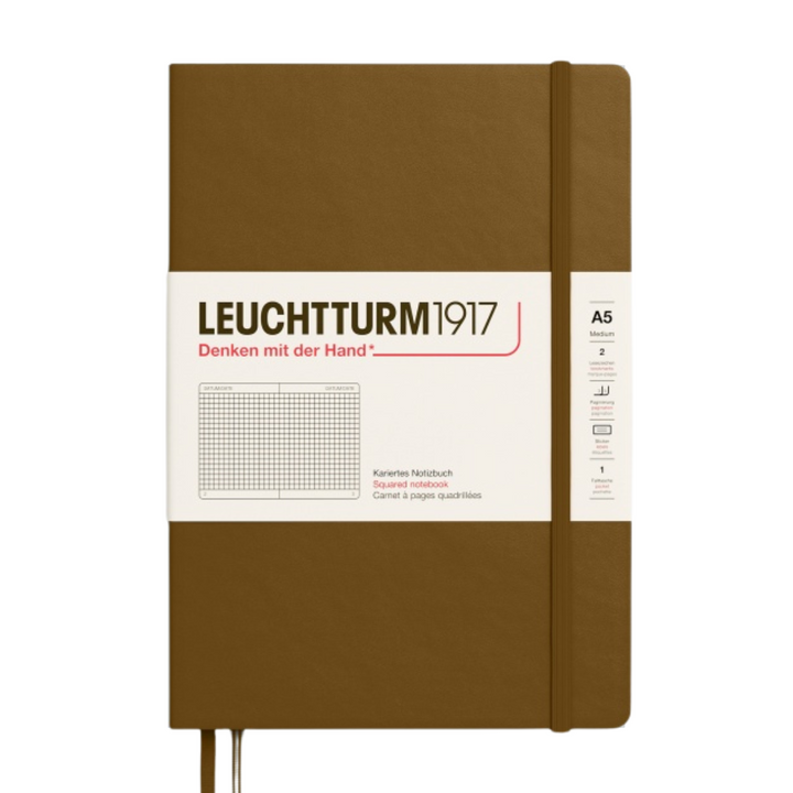 Leuchtturm1917 A5 Medium Hardcover Notebook in Squared / Spice Brown — Leuchtturm1917 notebook — quality writing journal with premium paper, at Cityluxe Singapore stationery store
