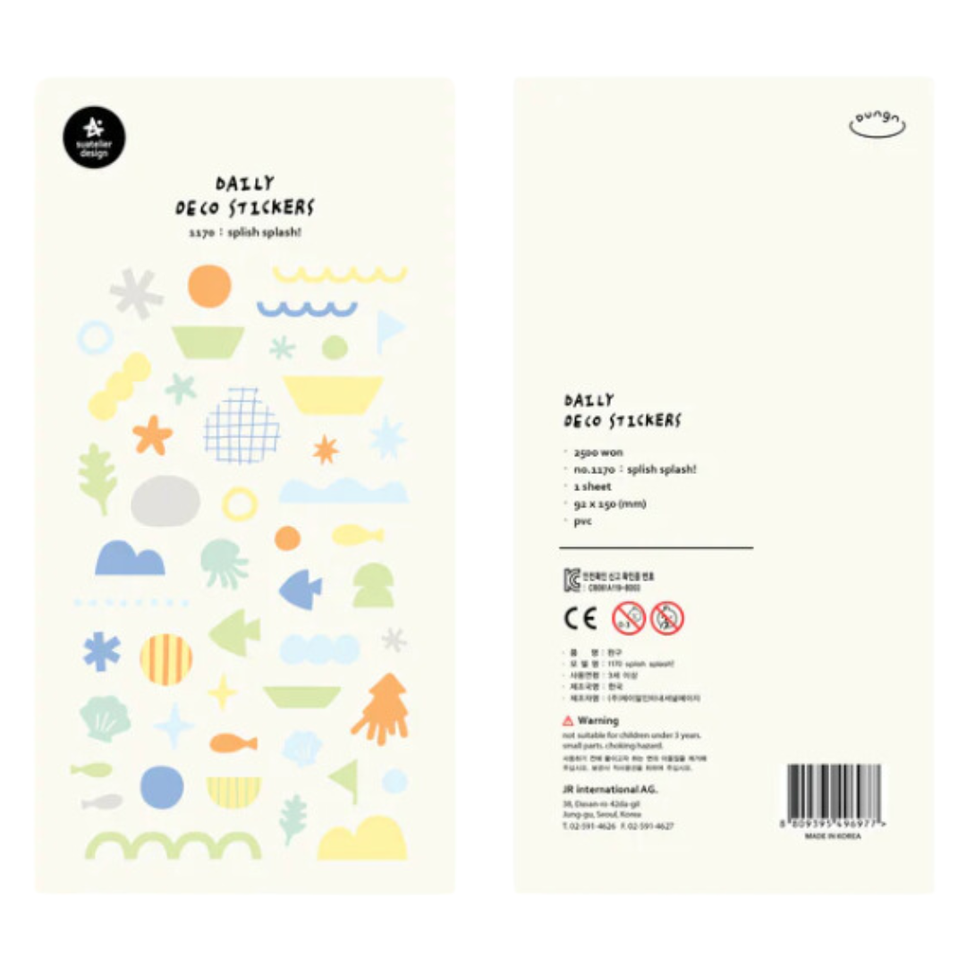 Suatelier Daily Deco Sticker in Splish Splash! — Suatelier decorative sticker — for journaling, planners and scrapbooking, at Cityluxe Singapore