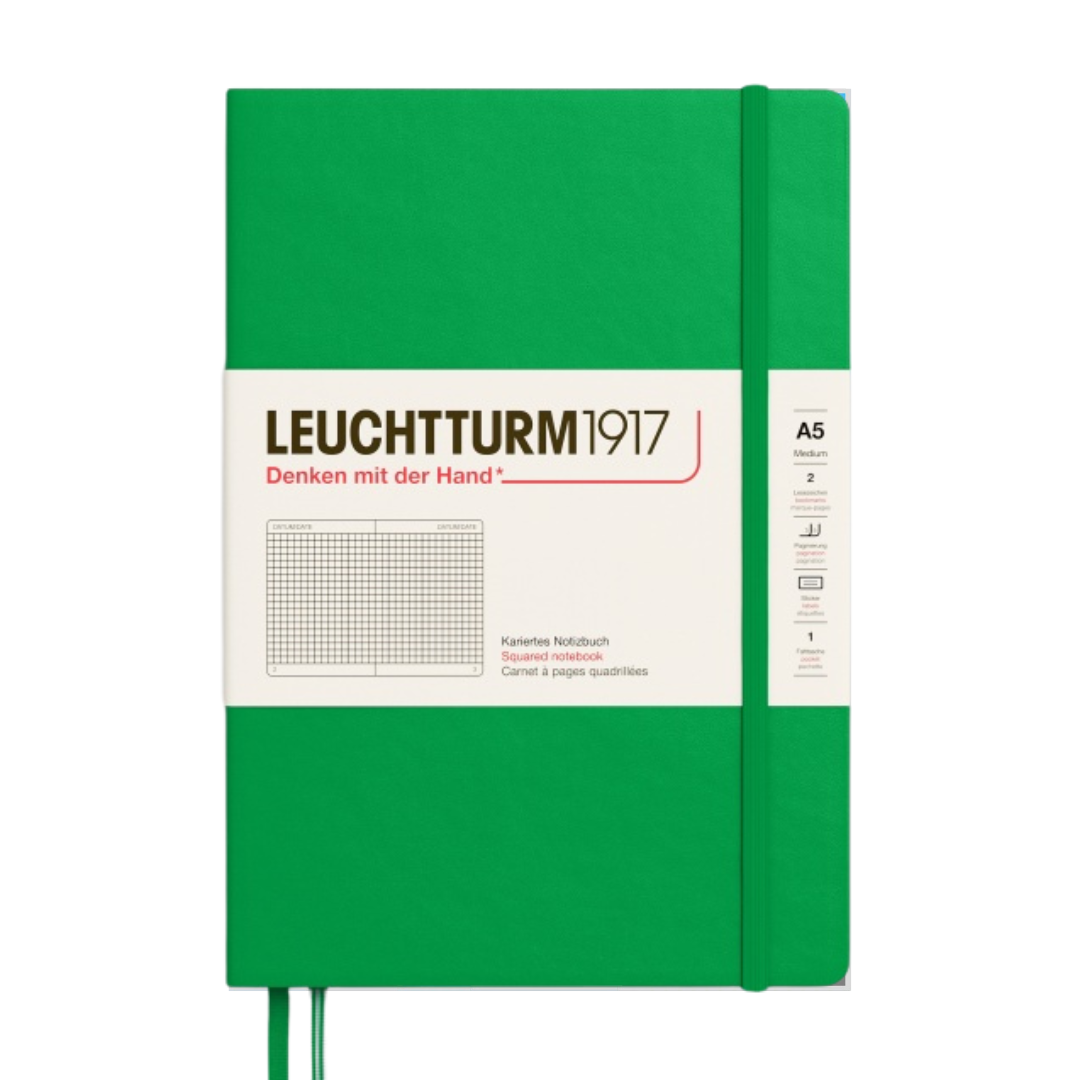 Leuchtturm1917 A5 Medium Hardcover Notebook in Squared / Spring Leaf — Leuchtturm1917 notebook — quality writing journal with premium paper, at Cityluxe Singapore stationery store